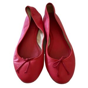 J Crew Zoe Red Leather Ballet Flats Size 6.5